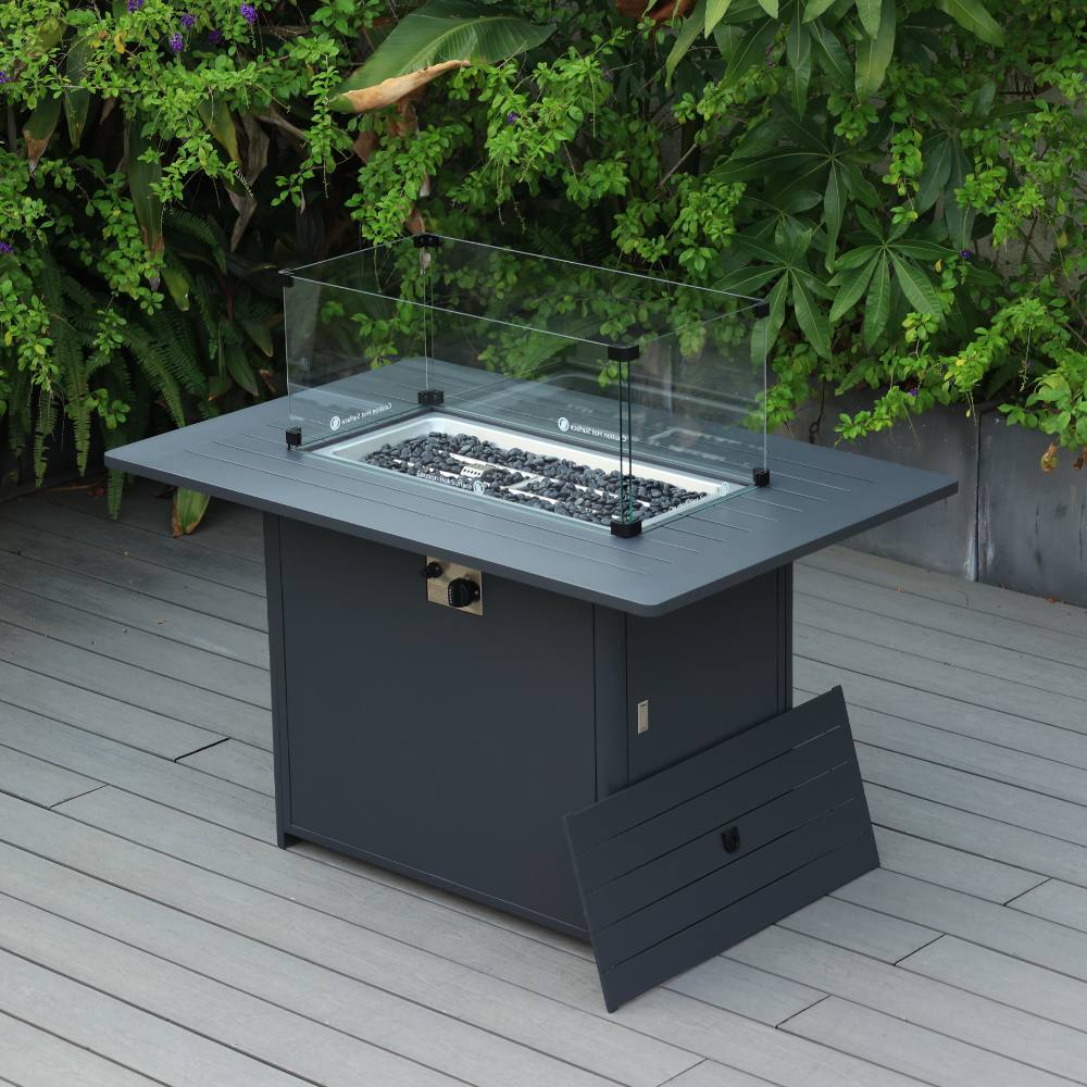 Bondi Triple 4 Piece Lounge with Gas Fire Pit Coffee Table - Gunmetal image 9