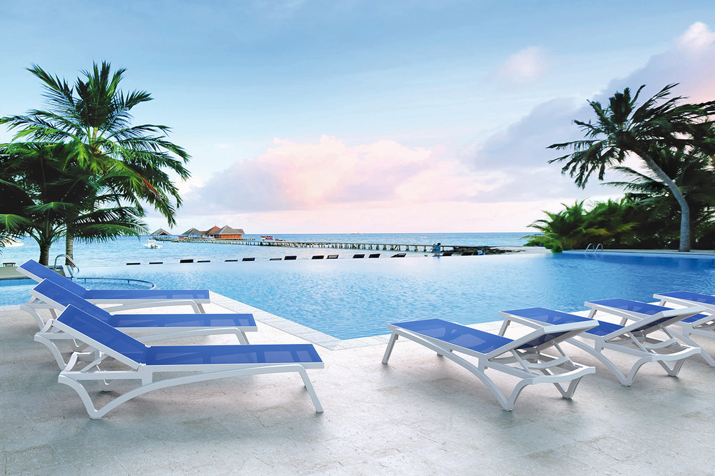 Pacific Sunlounger - White/Blue image 3