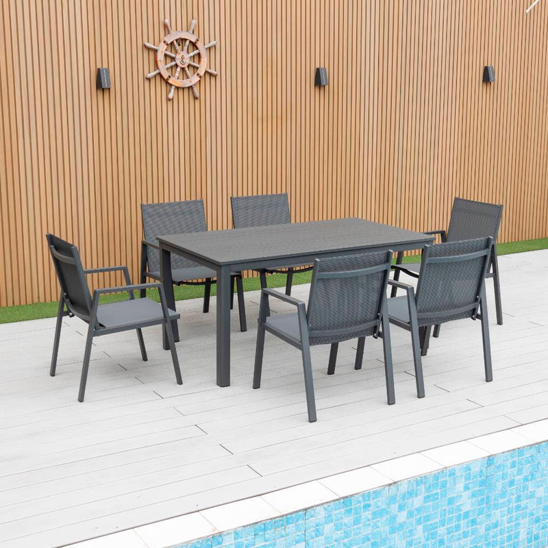Bondi Sling 7 Piece Dining (160/93) - Gunmetal image 2