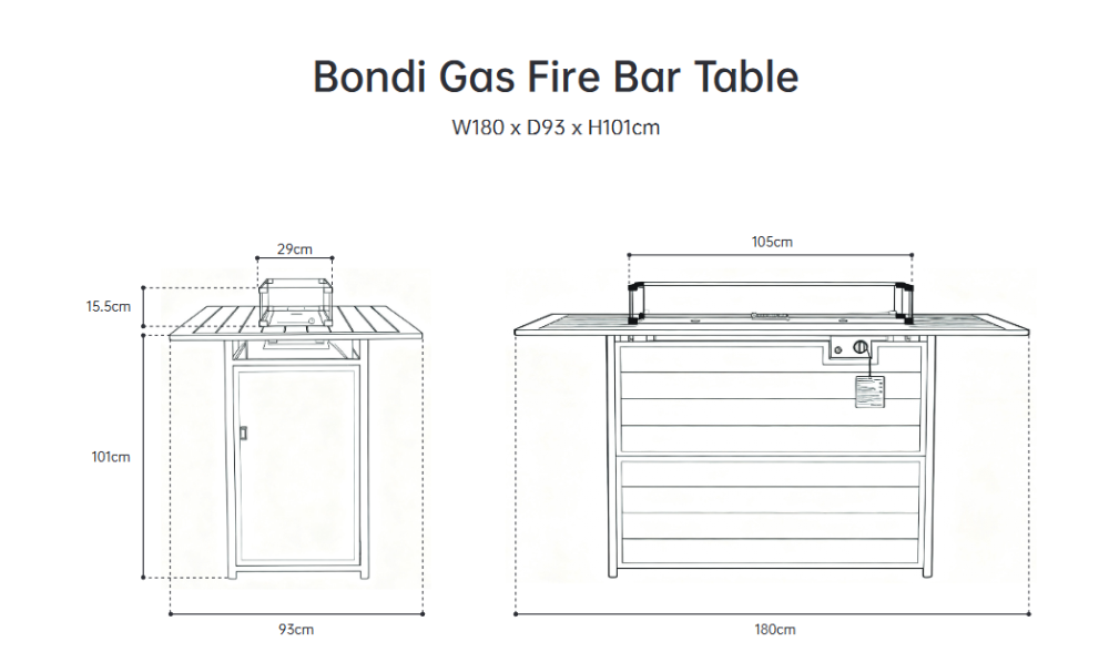 Bondi 4 Piece Double Lounge with Gas Fire Pit Coffee - White image 5