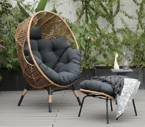 Avoca Single Egg Chair with Ottoman - Brown image 4
