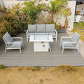 Bondi 4 Piece Triple Lounge with Gas Fire Pit Coffee Table - White image 0