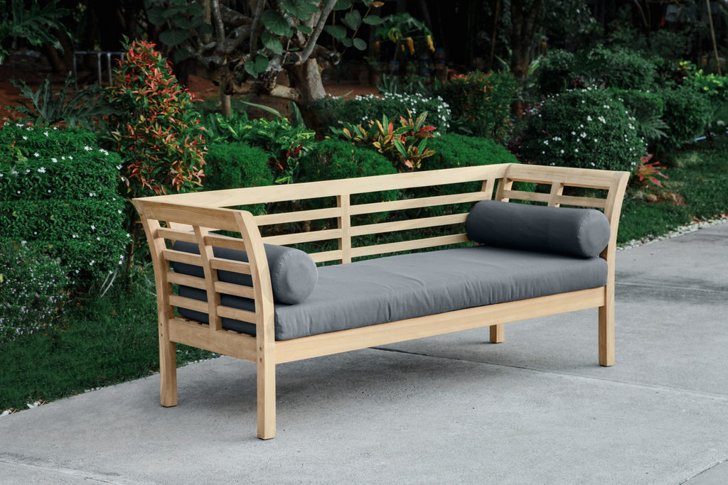Small Teak Daybed - Base Cushion And 2 Rolls - 205 x 70 x 85 image 6